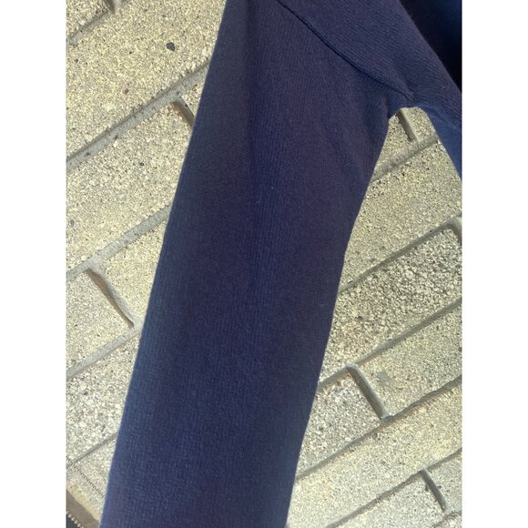 Eileen Fisher Venus Navy Blue Organic Cotton & Recycled Cashmere Turtleneck Knit - Picture 4 of 11